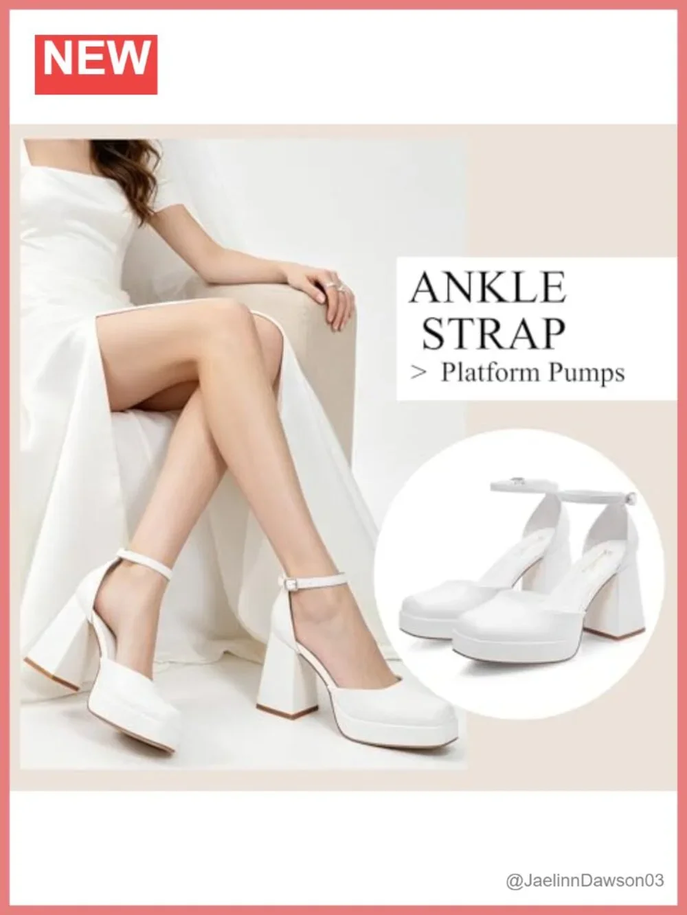 Women's Chunky Heel Pumps 4 Inch Platform Square Toe Ankle Strap Dress Wedding